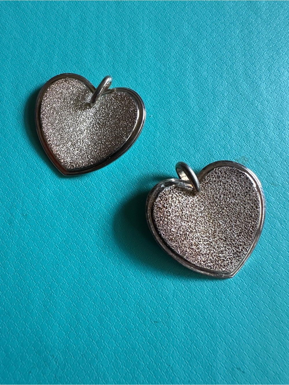 Pair Milor Italy Vintage Sterling Heart Charm Pendants